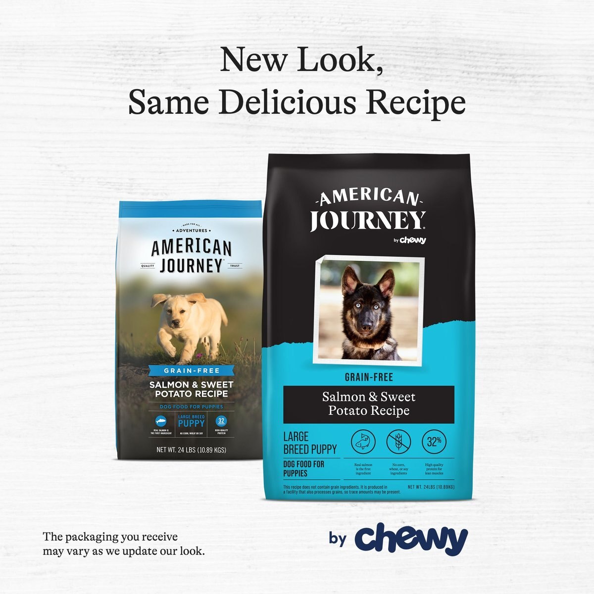 American Journey Large Breed Puppy Salmon and Sweet Potato Recipe Grain-Free Dry Dog Food， 24-lb bag