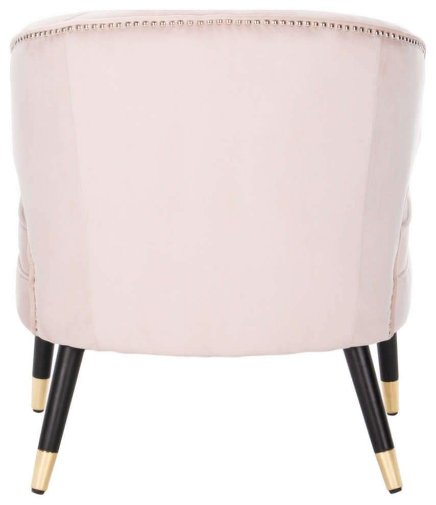 Zena Wingback Arm Chair  Pale Pink/Black   Midcentury   Armchairs And Accent Chairs   by Rustic Home Furniture Deco  Houzz