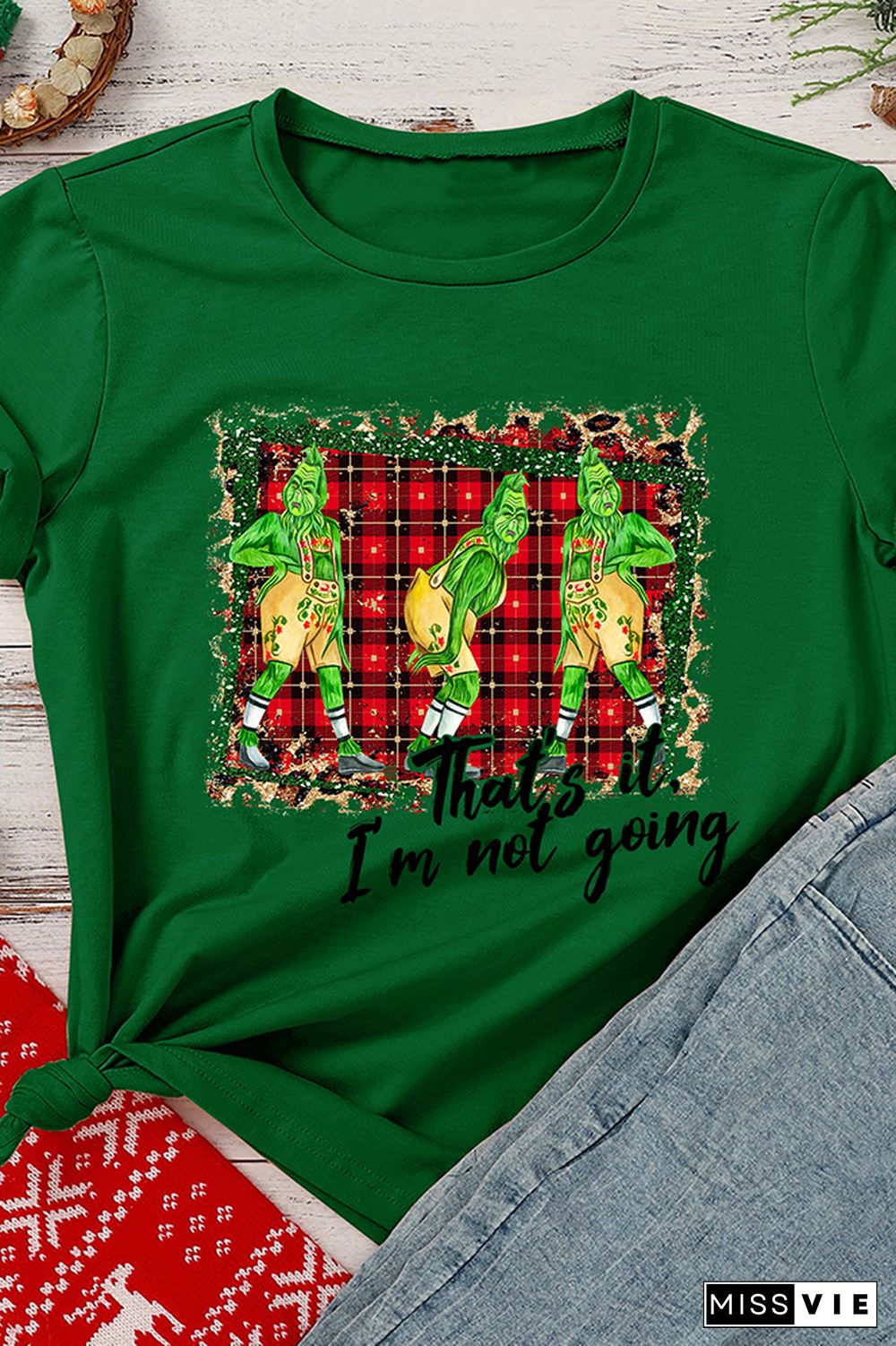 Grinch Christmas Graphic Tees for Women Wholesale Short Sleeve T shirts Top