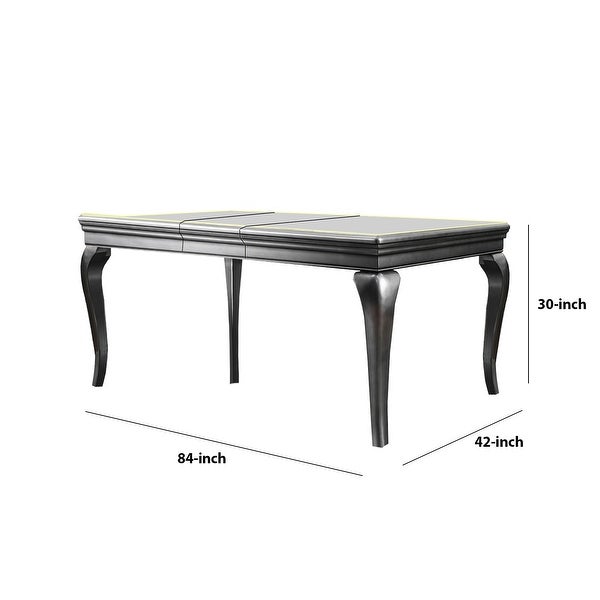 Wood and Mirror Dining Table with Extendable Leaf， Gray and Silver