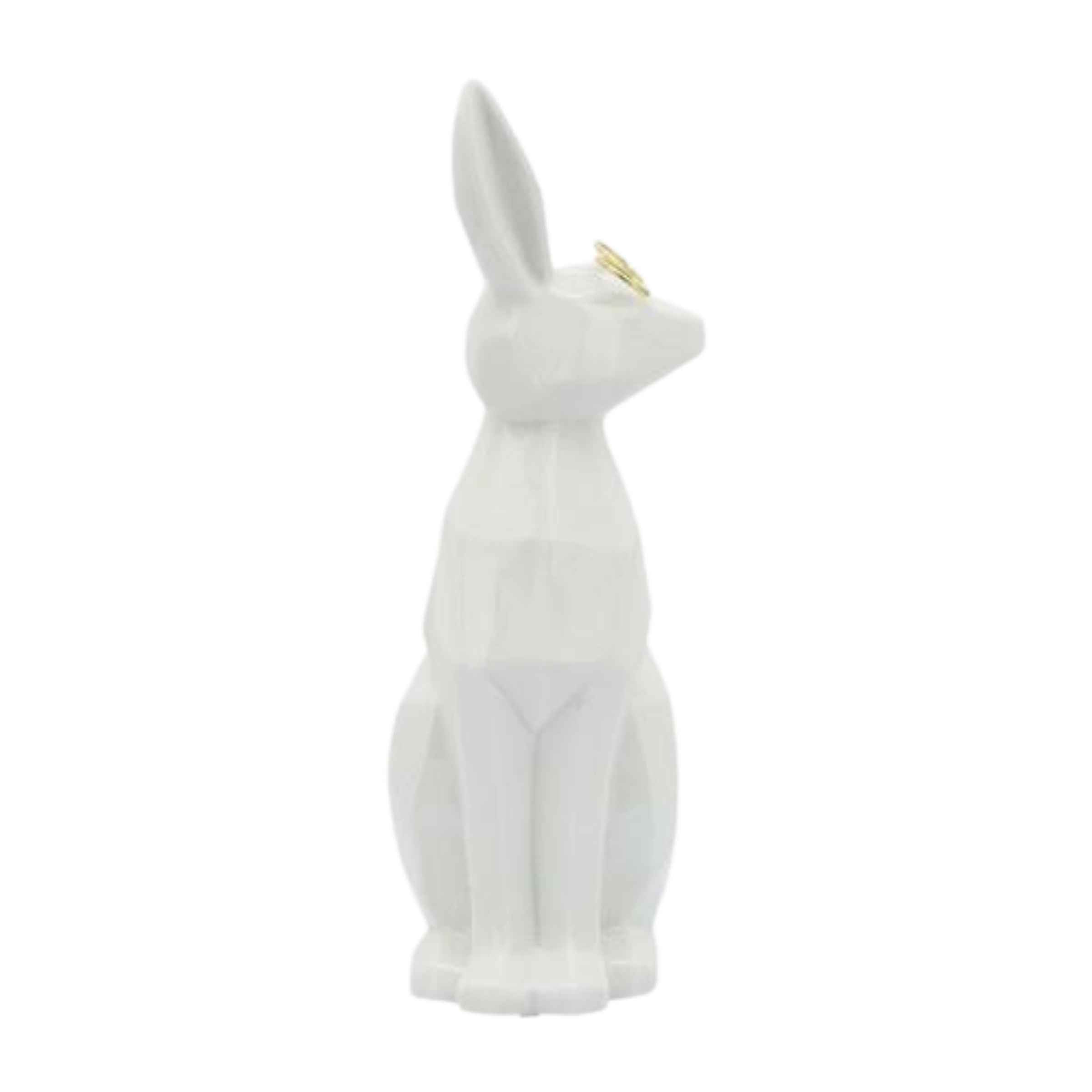 Sideview Bunny With Glasses Ceramic 27 Cm - White And Gold 16943-03