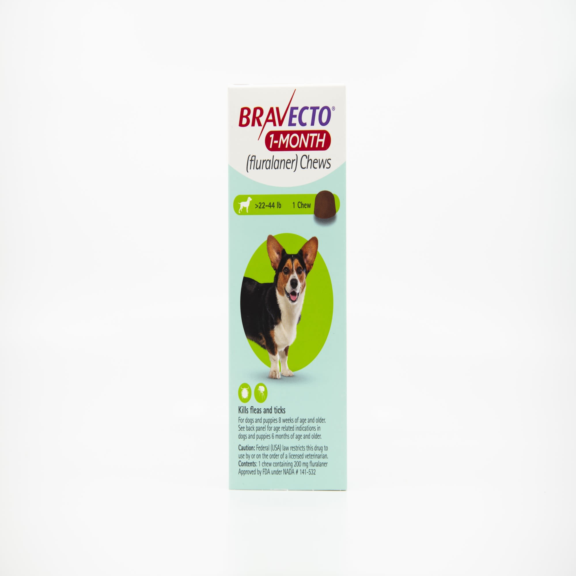 BRAVECTO 1-Month Chews for Dogs 22-44lbs， 1 Month Supply