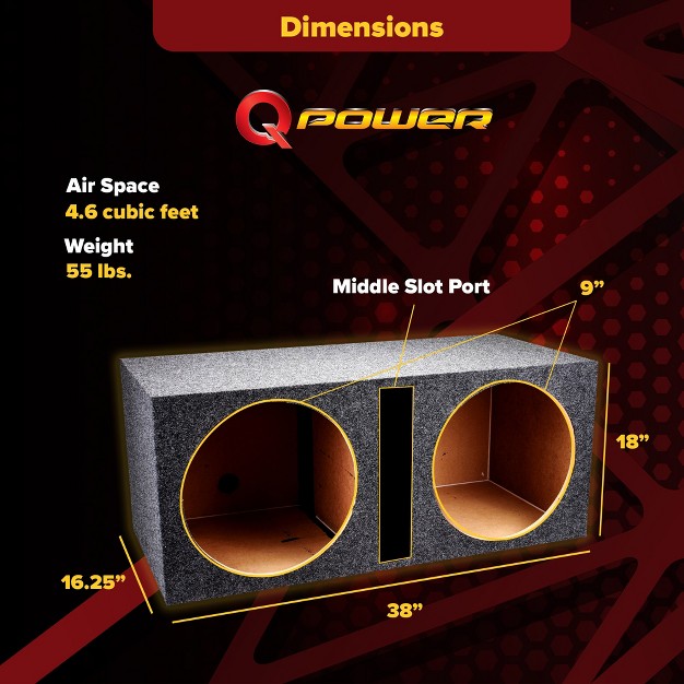 Qpower Qbass Dual 15 inch Vented Mdf Subwoofer Sub Box Enclosure