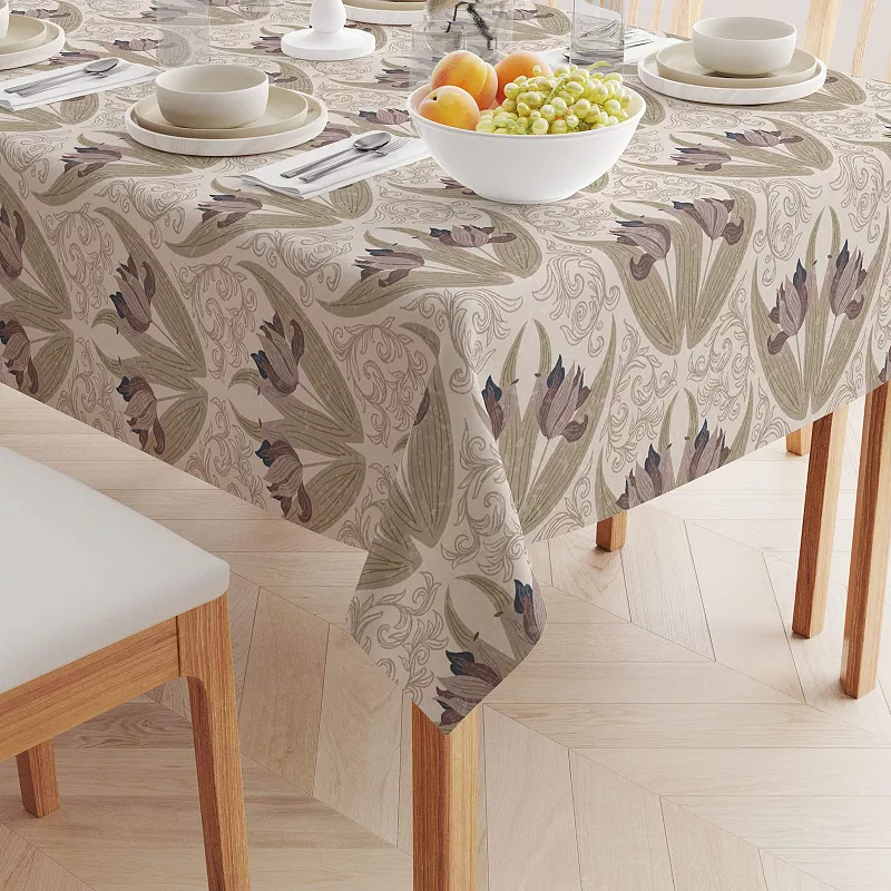 Rectangular Tablecloth， 100% Cotton， 52x84， Floral 57