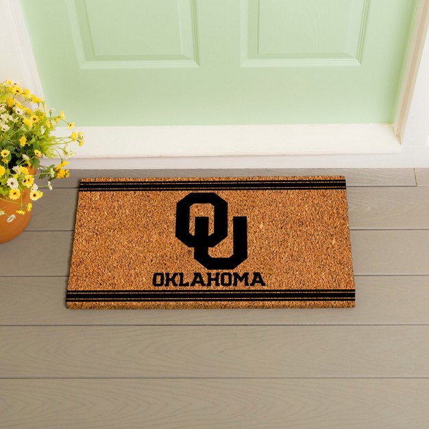 Evergreen University Of Oklahoma Logo Turf Mat Brown 28 X 16 Inches Indoor Outdoor Doormat