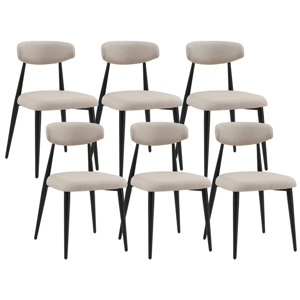 Set of 6 Dining Chairs with Upholstered and Metal Frame