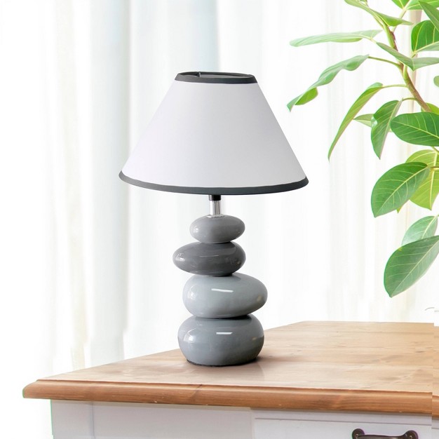 Contemporary Ceramic Stacking Stones Table Desk Lamp Gray Creekwood Home