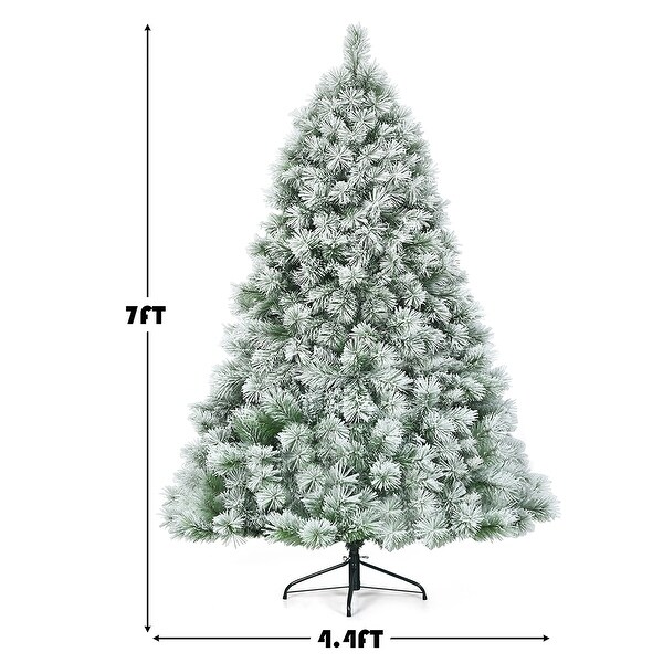 Costway 6ft or 7ft Premium Hinged Artificial Christmas Tree Snowy Pine