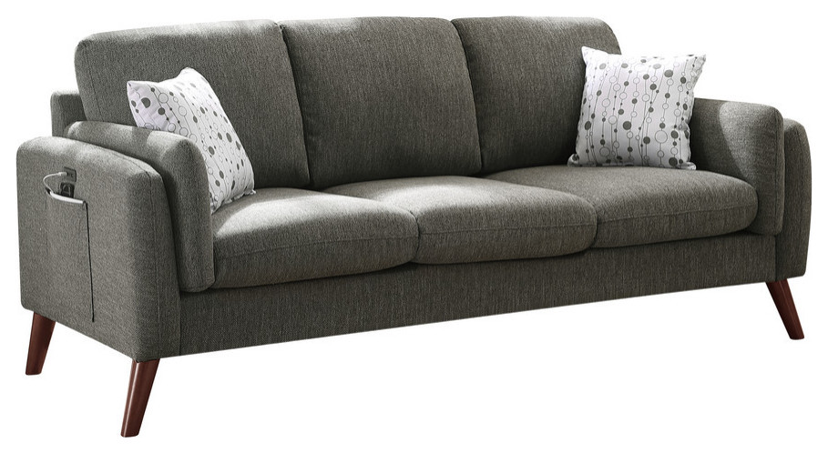 Winston Linen Sofa Couch With USB Charger and Tablet Pocket   Modern   Sofas   by Lilola Home  Houzz