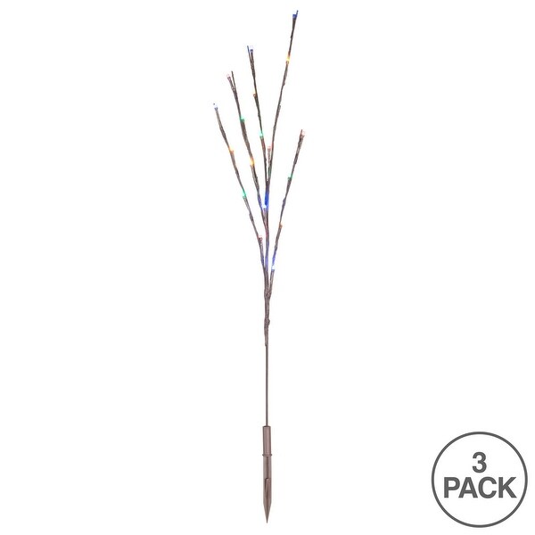 Vickerman 60 MultiColored LED Twig Light Set on Brown Wire，Pack of 3