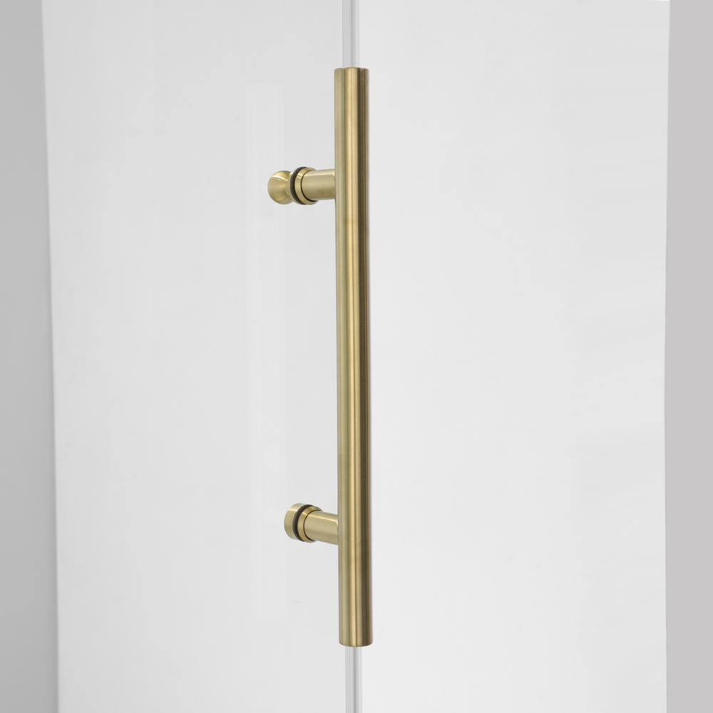 ROSWELL Villena 60 in. W x 58 in. H Single Sliding Frameless Tub Door in Brushed Gold with Clear Glass 812160-SS-BG