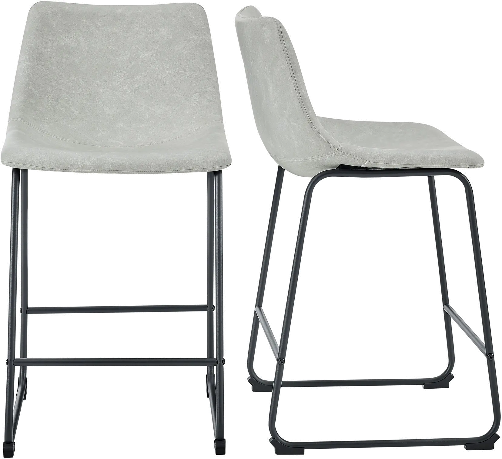 Saddles Gray Counter Stool， Set of 2 - Walker Edison