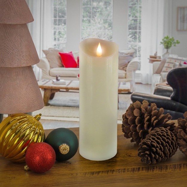 Hgtv Home Collection Heritage Real Motion Real Motion Flameless Candle With Remote Ivory With Warm White Led Lights Battery Powered 9 In