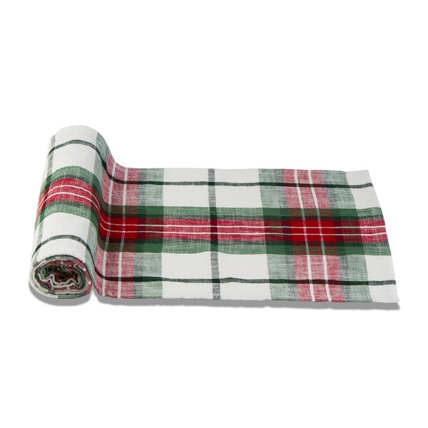 72 x 14.5 Festive Plaid Runner Table Runner For Christmas Xmas Holiday Home Decor