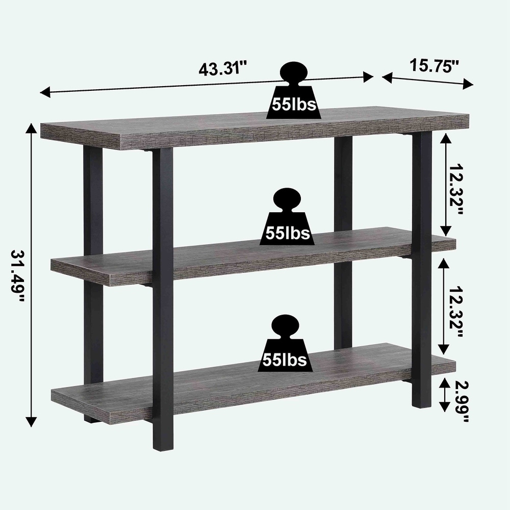 3 Tier Wood and Metal Sofa Table