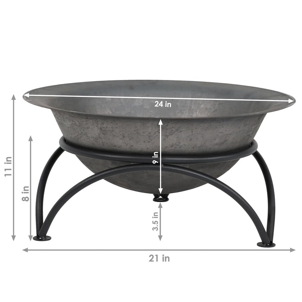 23.5 inch Wood Burning Small Cast Iron Fire Pit Bowl with Stand   23.5 in W x 23.5 in D x 11 in H