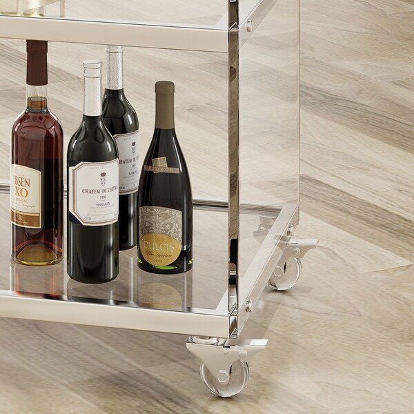 Yves Bar Trolley with Glass Shelves by Christopher Knight Home