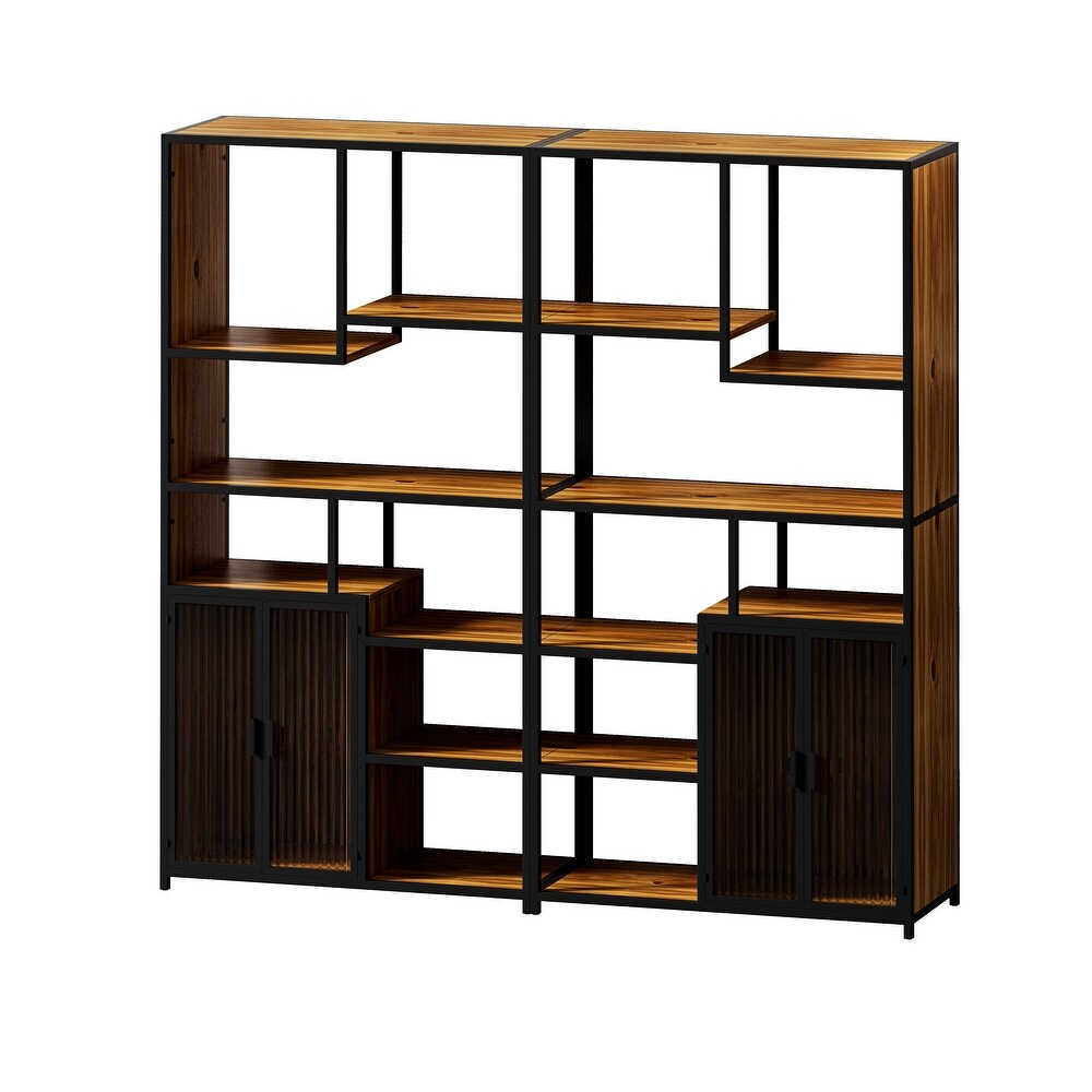 Bookshelf Storage with Enclosed Storage Cabinet