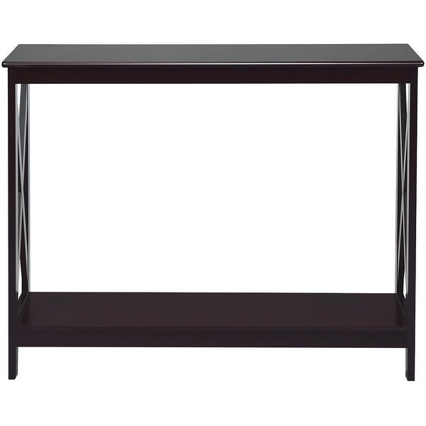 Costway 2-Tier Console Table x-Design Bookshelf Sofa Side Accent Table