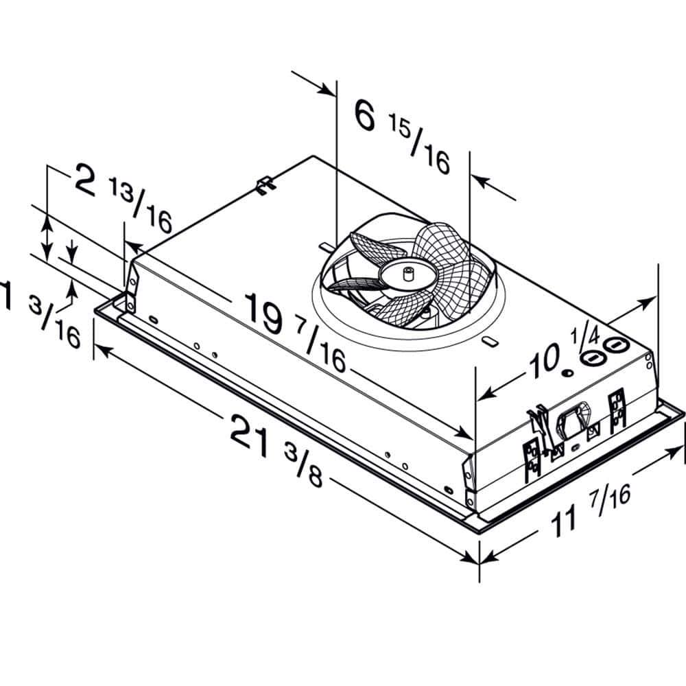 BroanNuTone 21 in 300 Max Blower CFM Powerpack Insert for Custom Range Hood with LED Light in Stainless Steel