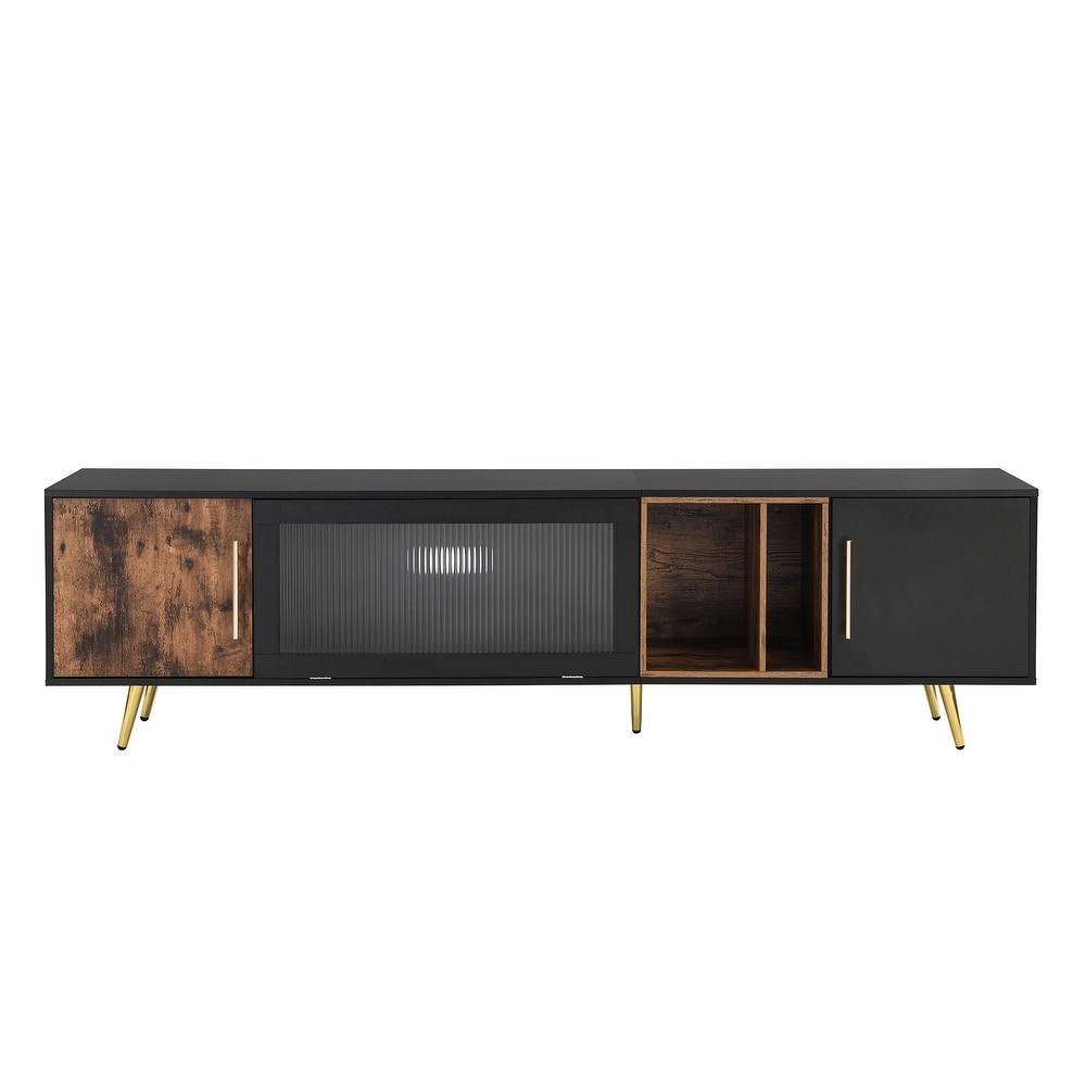 TV Stand with Metal Handles Legs  Two tone Media Console for TVs Up to 80\