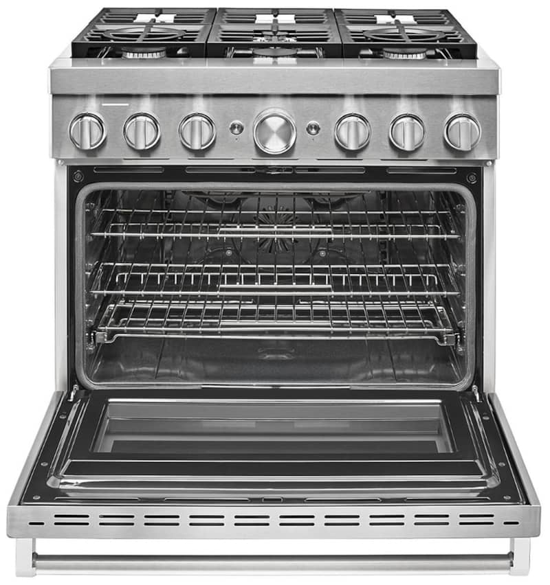 KitchenAid 36and#8221; Stainless Steel Smart Commercial-Style Dual Fuel Range With 6 Burners