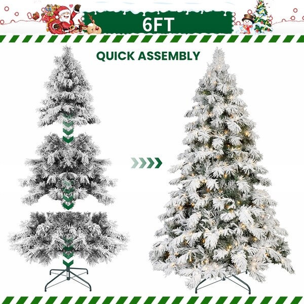 5/6/7/8Ft PVC Automatic Flocking Christmas Tree with Warm White Led Lights