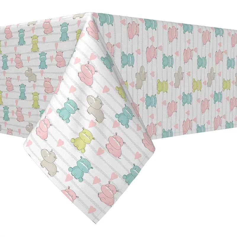 Square Tablecloth， 100% Polyester， 54x54， Pastel Hippos