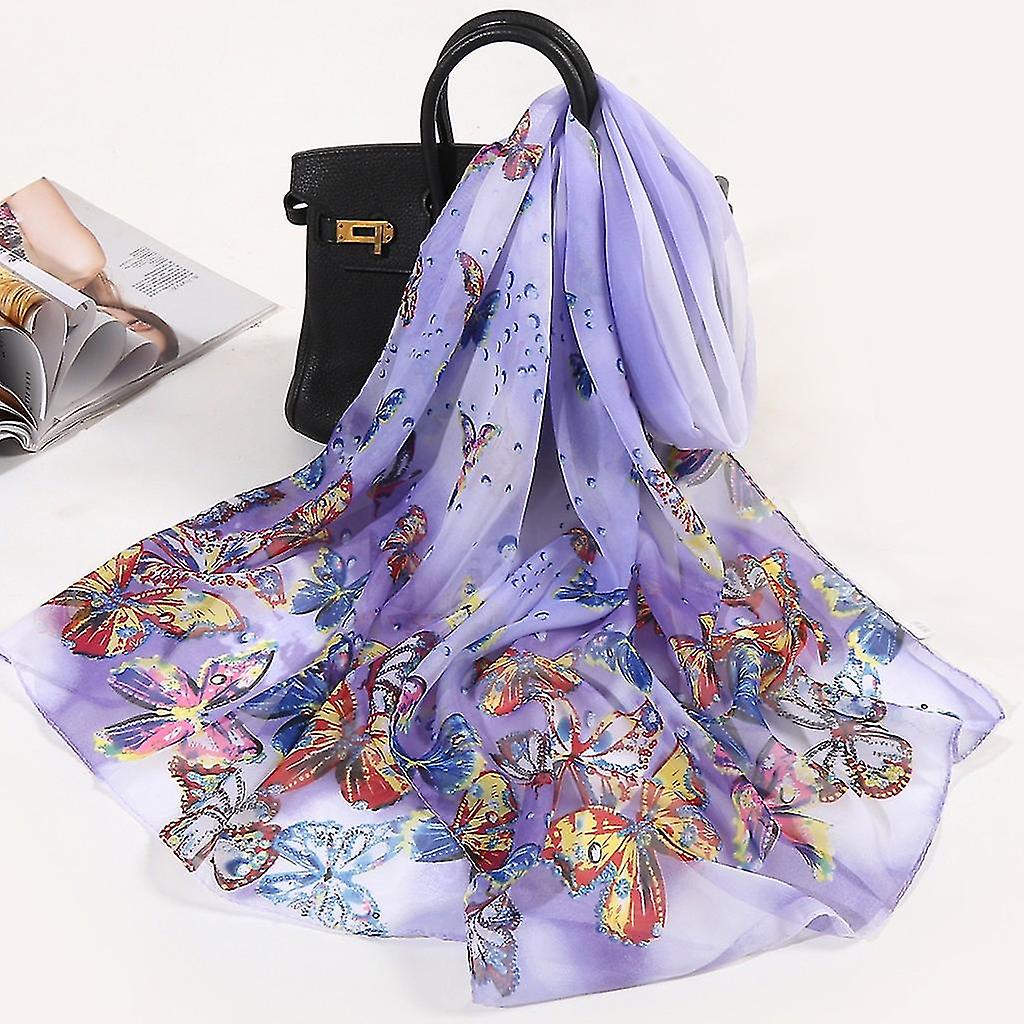 160*50cm Women Flower Print Long Soft Wrap Scarf Simulation Silk Shawl Scarves