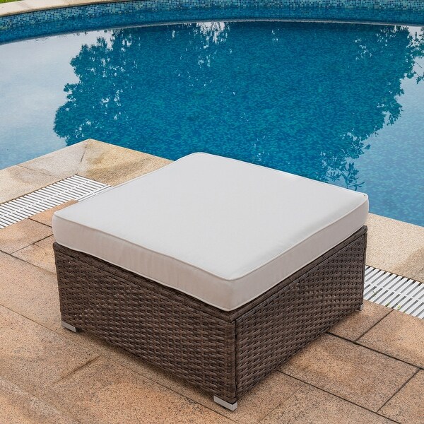 COSIEST Outdoor Furniture Wicker Addon Ottoman