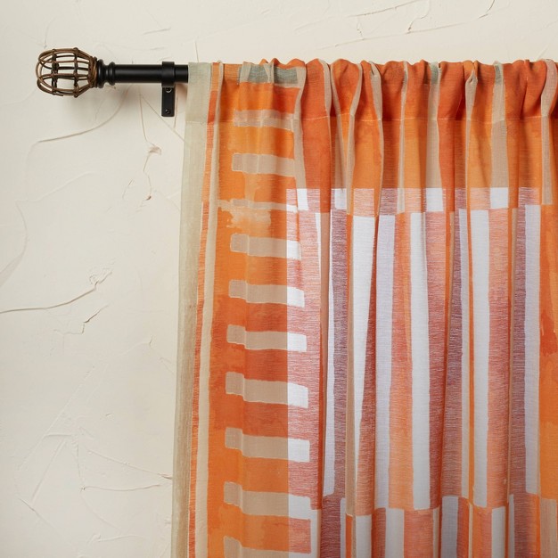 1pc Sheer Ophelia Printed Burnout Window Curtain Panel Orange Designed With Jungalow