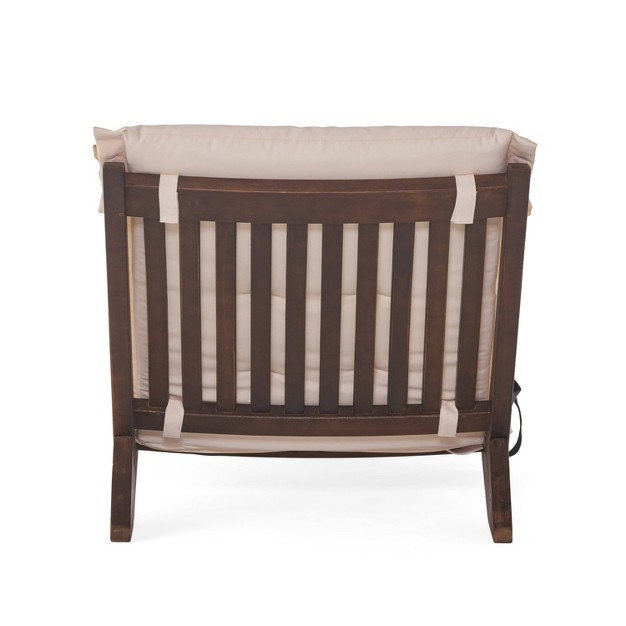 Sonora Wood Patio Folding Lounger With Cushion Cream Cushion Christopher Knight Home