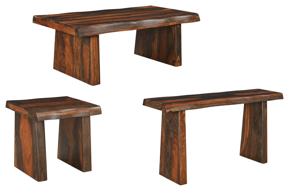 Damian Live Edge Wood Coffee Table   Rustic   Coffee Tables   by Taran Design  Houzz