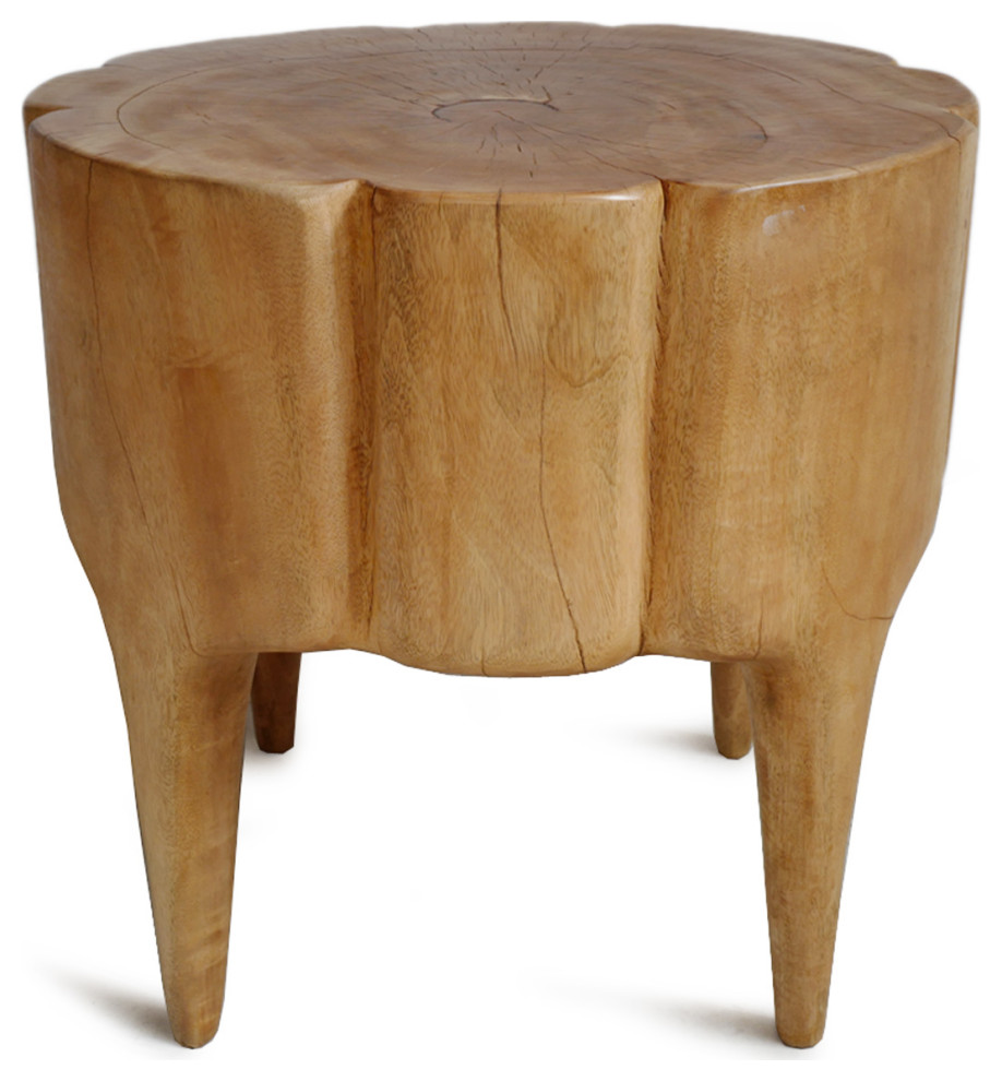 Natural Scallop Stump Stool   Rustic   Side Tables And End Tables   by Design Mix Furniture  Houzz