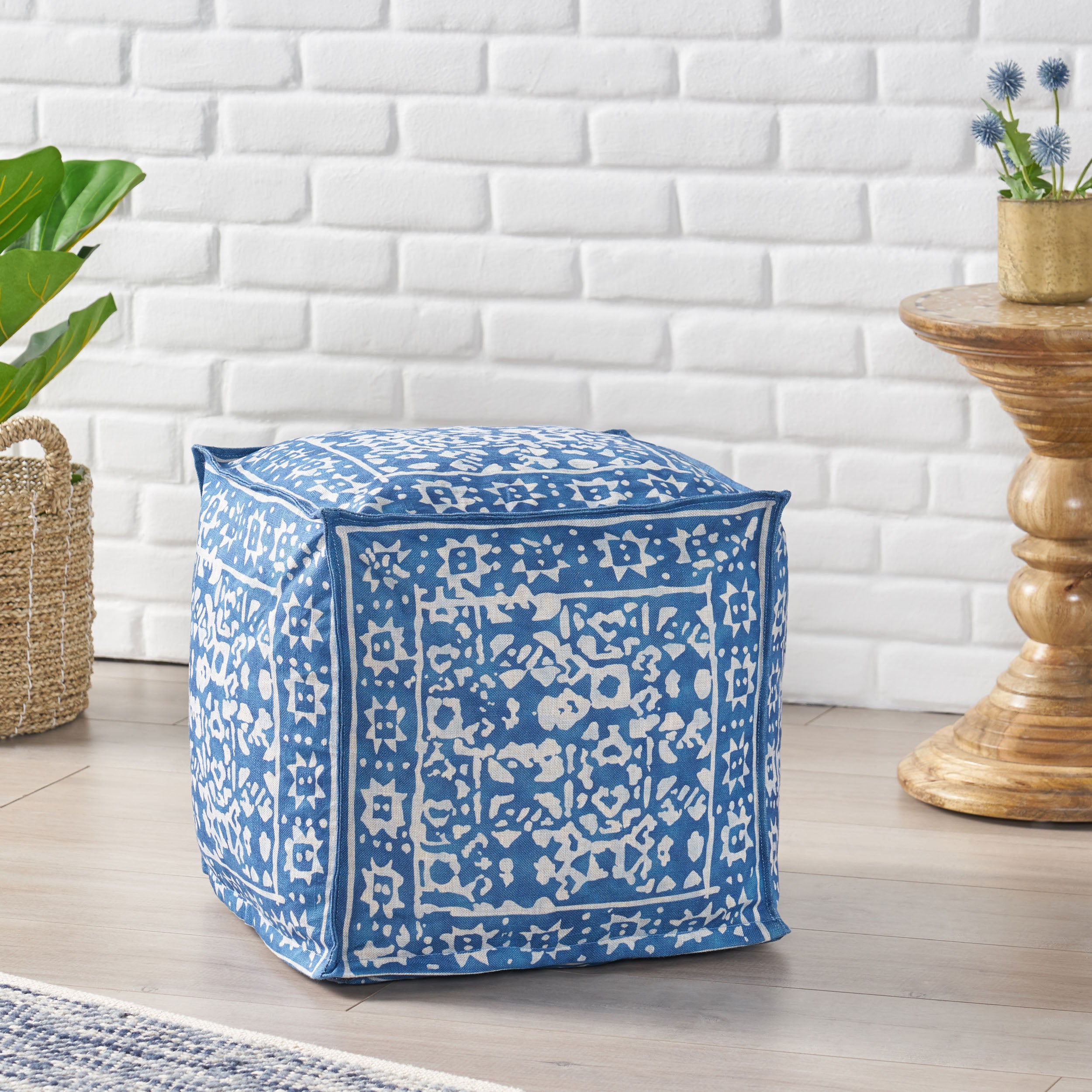 Catron Contemporary Fabric Cube Pouf