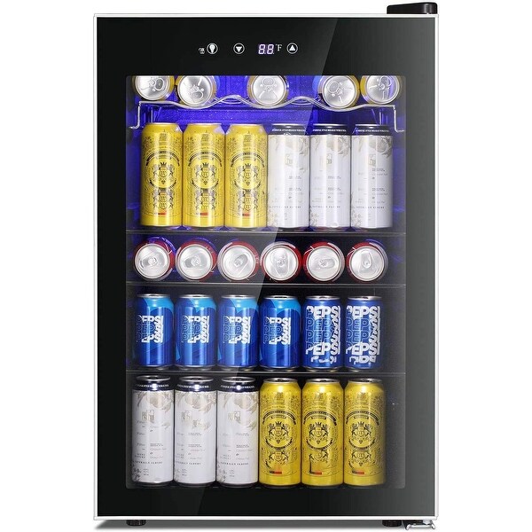 4.5 Cu Ft Beverage Refrigerator Cooler， 126 Can Mini Fridge for Soda Beer Wine