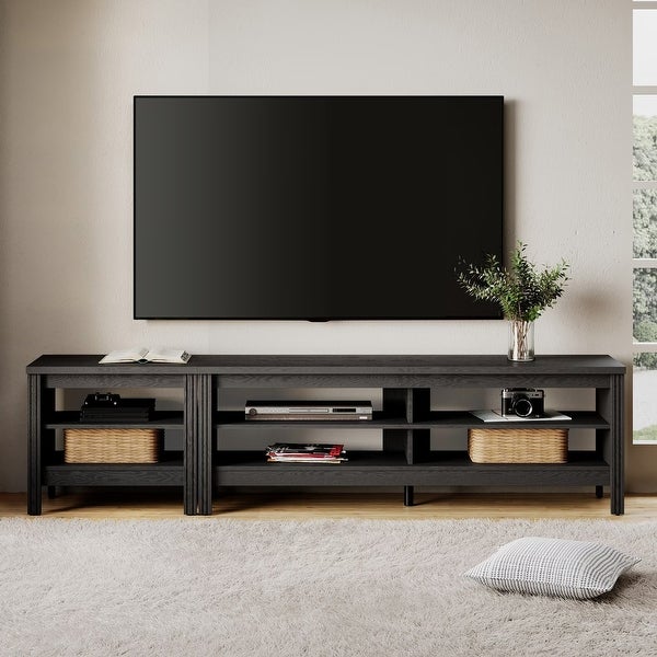 Black TV Stand for 75/85/100 Inch TV， Television Stand and End Table Set