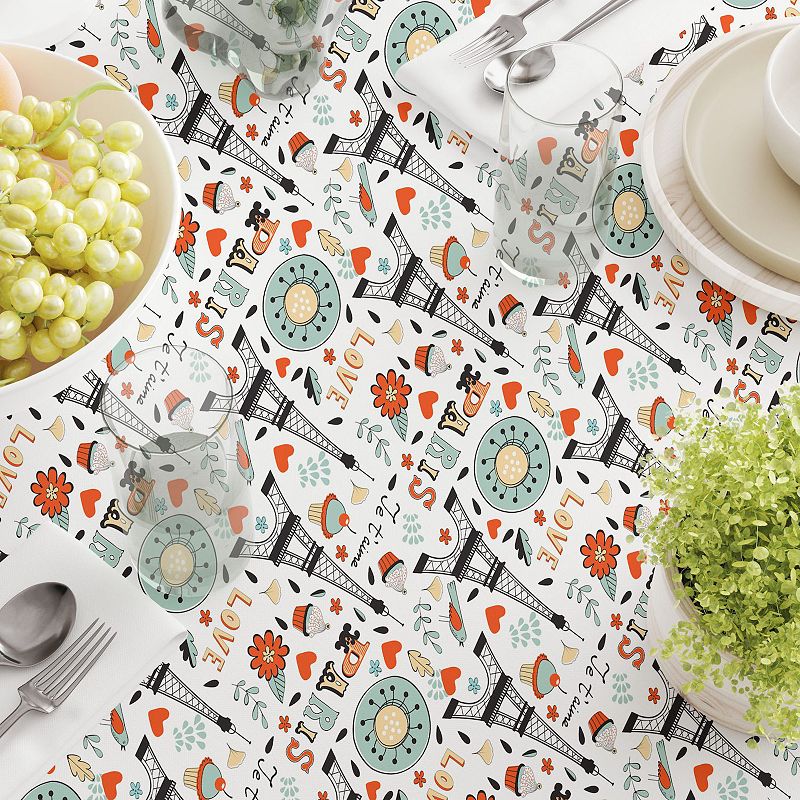 Square Tablecloth， 100% Cotton， 60x60， Colorful Paris Design