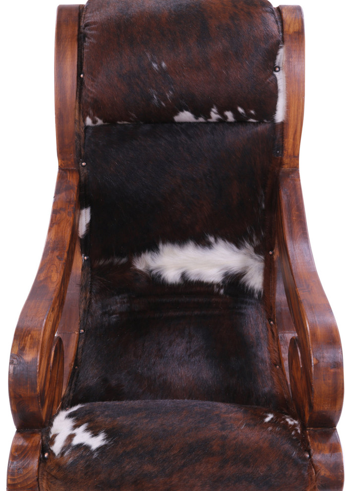 Reclaimed Wood Hair On Cowhide Handcrafted Chair C216 FC   Rustic   Armchairs And Accent Chairs   by Manhattan Rugs  Houzz