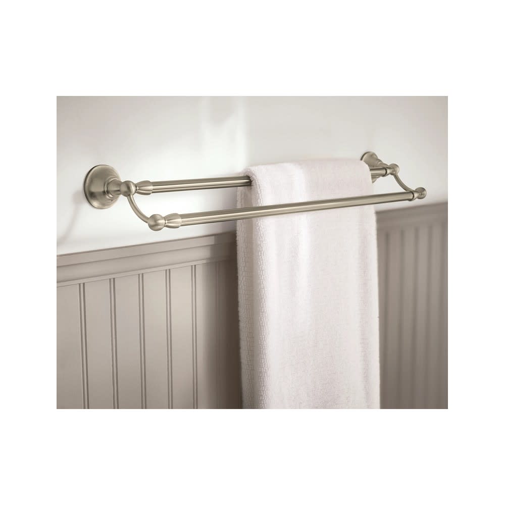 Moen Sage Double Towel Bar Brushed Nickel Brass 24