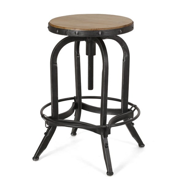 Farmdale Industrial Firwood Adjustable Height Swivel Barstools (Set of 2) by Christopher Knight Home