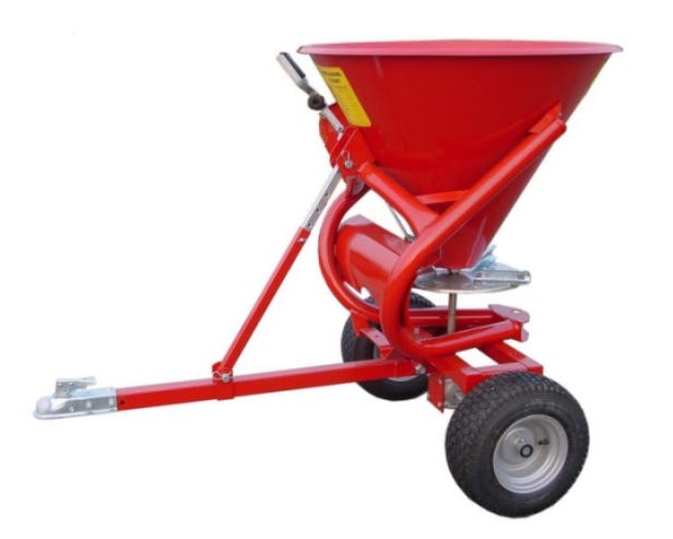 King Kutter 5 Bushel Pull Behind ATV Spreader， Red - S-ATV-180