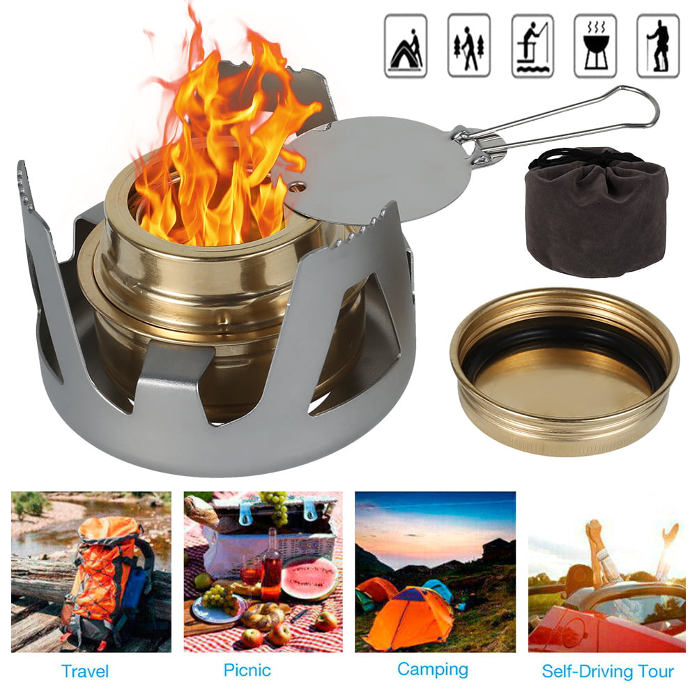 Willkey Mini Portable Outdoor Mini Alcohol Stove Burner Ultralight Camping Cookware Set for Outdoor Camping, Hiking, Backpacking, Picnic