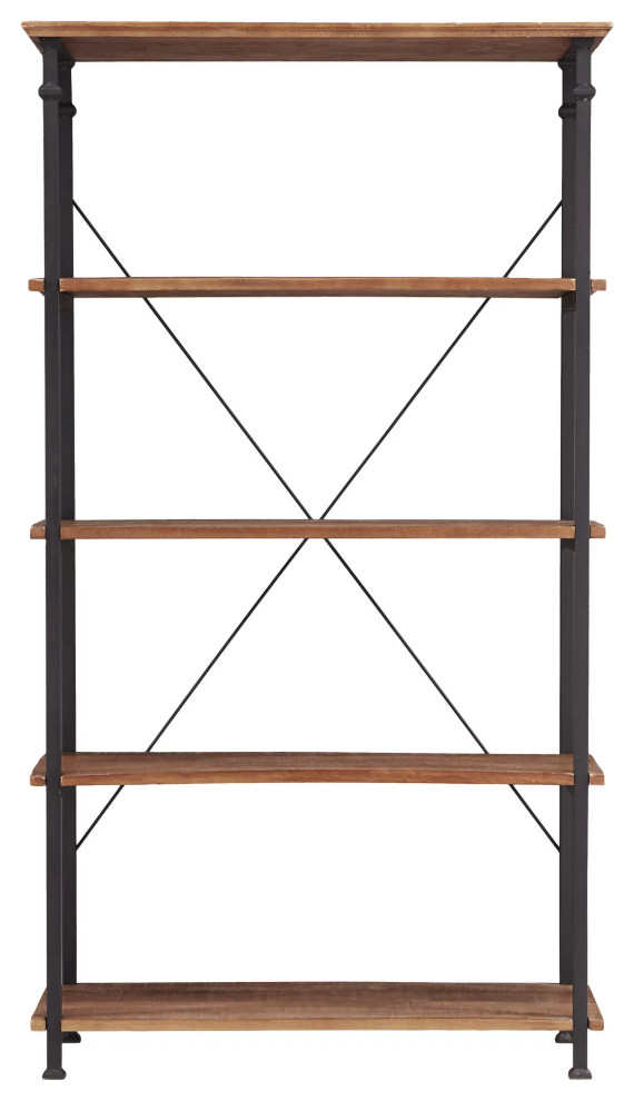 Industrial Bookcase  Metal Frame With Crown Molded Top  ampX Support   Industrial   Bookcases   by Decorn  Houzz