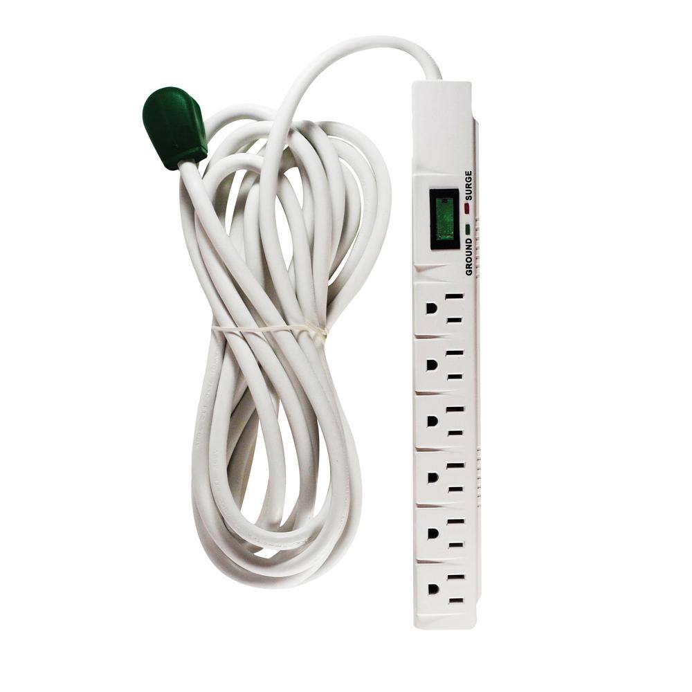 GoGreen Power 6 Outlet Surge Protector w 15 ft. Heavy Duty Cord GG-16315-15