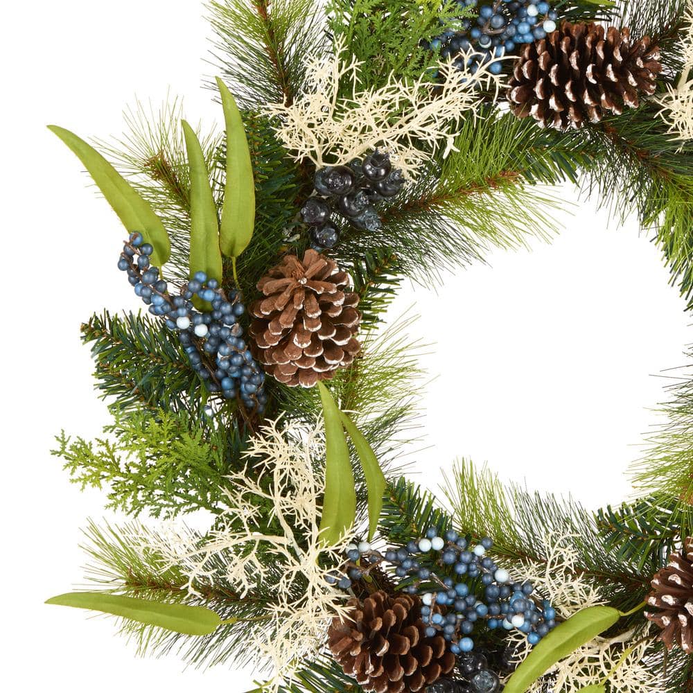  24 in Unlit Blueberry Fields Artificial Christmas Wreath HH75-C228055N16-24W