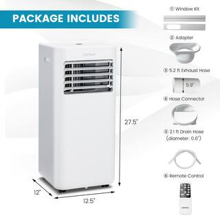 Costway 8000 BTU Portable Air Conditioner 250 Cu. Ft. 4-in-1 AC Unit with Cool Fan Dehum Sleep Mode FP10260US-WH