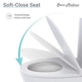 Swiss Madison Voltaire 1-Piece 0.81.28 GPF Dual Flush Elongated Toilet in White Seat Included SM-1T113