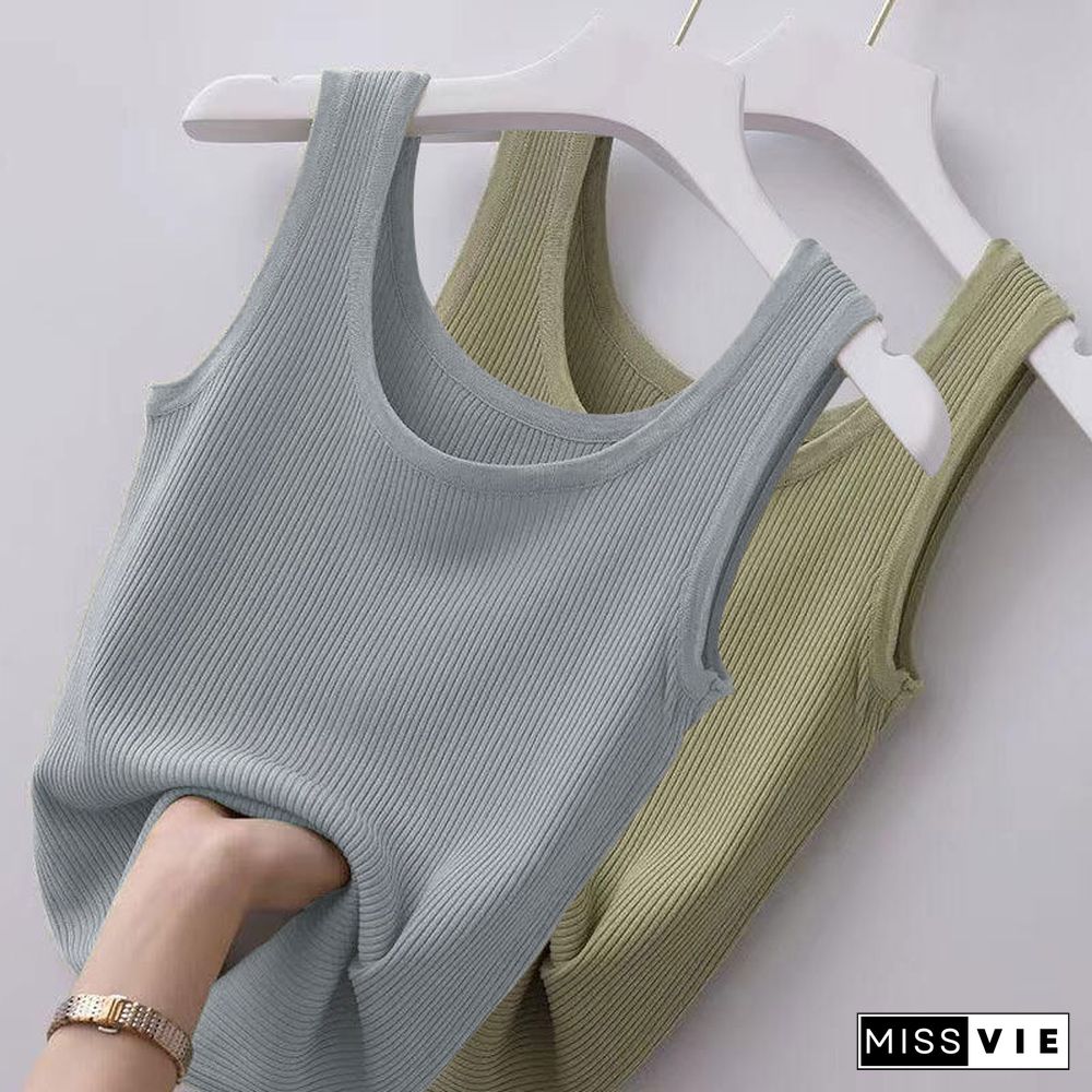 Elastic Tank Top Women Sleeveless Base Shirt Running Vest Workout Womens Self Cultivation Outer Wear Thin Crop Women Camisole