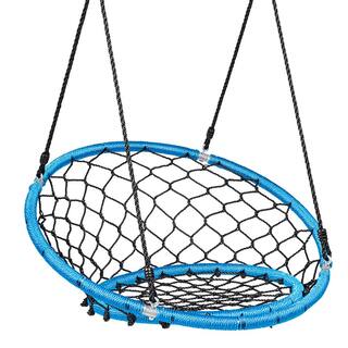 Costway Spider Web Chair Swing with Adjustable Hanging Ropes Kids Play Equipment Blue OP70310BL